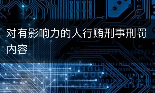 对有影响力的人行贿刑事刑罚内容