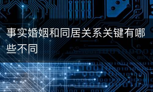 事实婚姻和同居关系关键有哪些不同