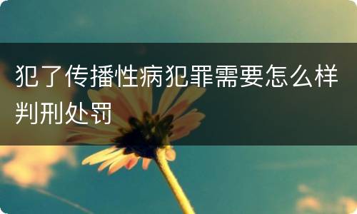 犯了传播性病犯罪需要怎么样判刑处罚