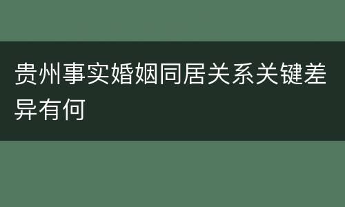 贵州事实婚姻同居关系关键差异有何