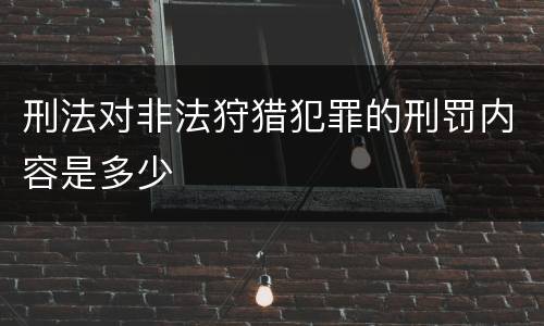 刑法对非法狩猎犯罪的刑罚内容是多少