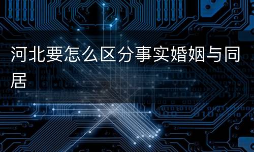 河北要怎么区分事实婚姻与同居