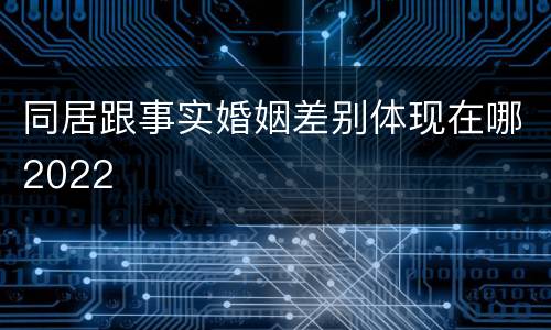 同居跟事实婚姻差别体现在哪2022