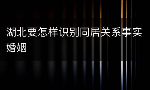 湖北要怎样识别同居关系事实婚姻