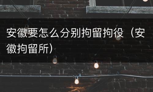 安徽要怎么分别拘留拘役（安徽拘留所）