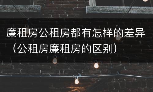 廉租房公租房都有怎样的差异（公租房廉租房的区别）