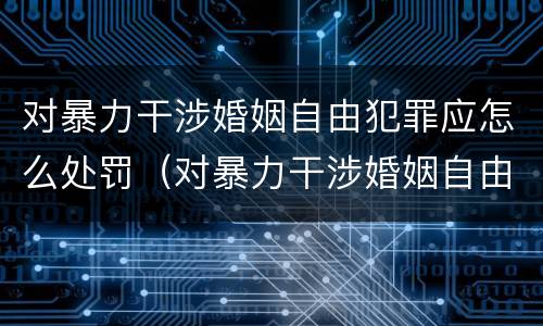 对暴力干涉婚姻自由犯罪应怎么处罚（对暴力干涉婚姻自由犯罪应怎么处罚呢）