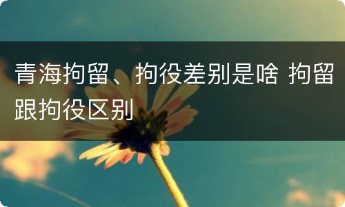 青海拘留、拘役差别是啥 拘留跟拘役区别