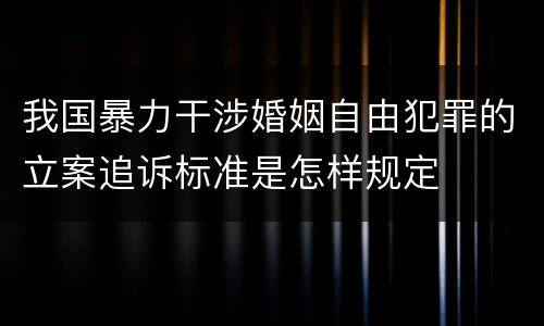 我国暴力干涉婚姻自由犯罪的立案追诉标准是怎样规定