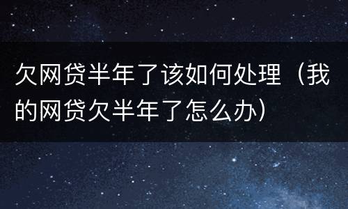 欠网贷半年了该如何处理（我的网贷欠半年了怎么办）
