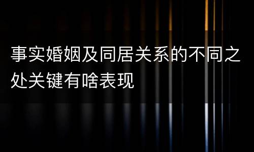 事实婚姻及同居关系的不同之处关键有啥表现