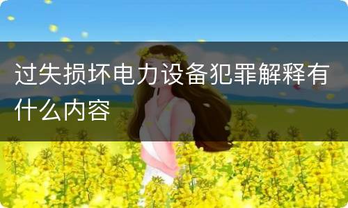 过失损坏电力设备犯罪解释有什么内容