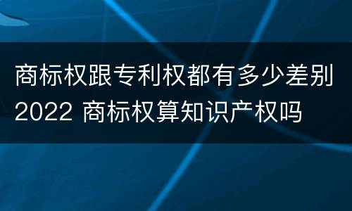 商标权跟专利权都有多少差别2022 商标权算知识产权吗