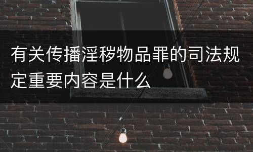 有关传播淫秽物品罪的司法规定重要内容是什么