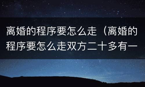 离婚的程序要怎么走（离婚的程序要怎么走双方二十多有一个小男孩归谁抚养）