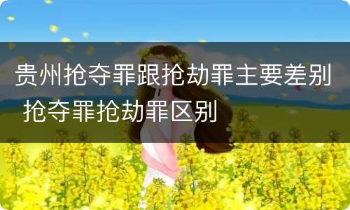 贵州抢夺罪跟抢劫罪主要差别 抢夺罪抢劫罪区别