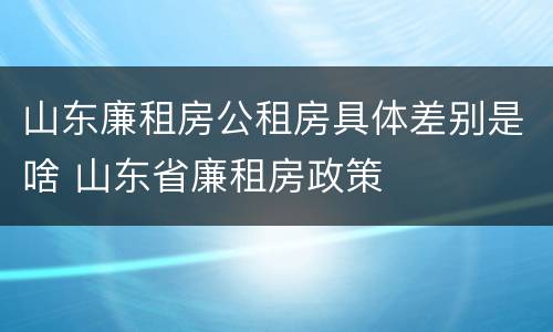 山东廉租房公租房具体差别是啥 山东省廉租房政策