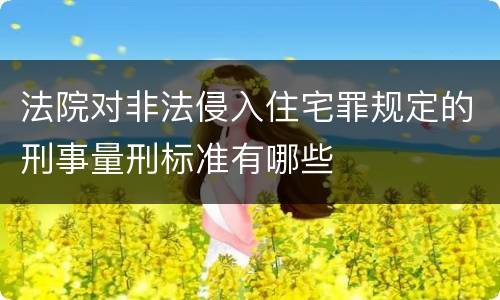 法院对非法侵入住宅罪规定的刑事量刑标准有哪些