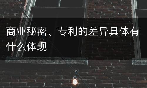 商业秘密、专利的差异具体有什么体现