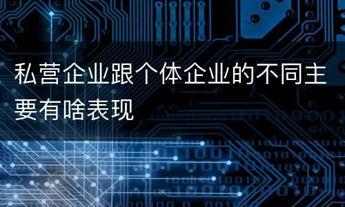 私营企业跟个体企业的不同主要有啥表现