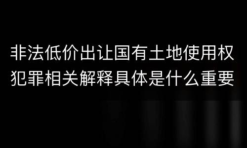 非法低价出让国有土地使用权犯罪相关解释具体是什么重要内容