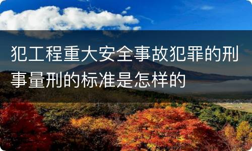犯工程重大安全事故犯罪的刑事量刑的标准是怎样的