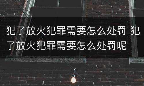 犯了放火犯罪需要怎么处罚 犯了放火犯罪需要怎么处罚呢