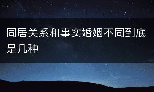 同居关系和事实婚姻不同到底是几种