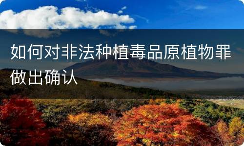 如何对非法种植毒品原植物罪做出确认