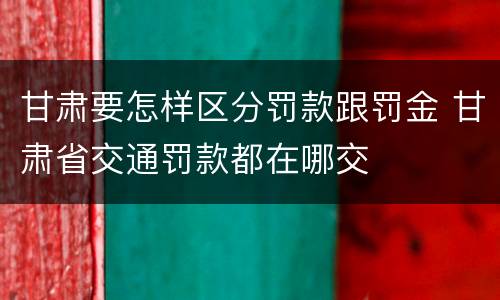 甘肃要怎样区分罚款跟罚金 甘肃省交通罚款都在哪交