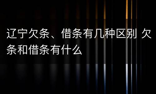 辽宁欠条、借条有几种区别 欠条和借条有什么