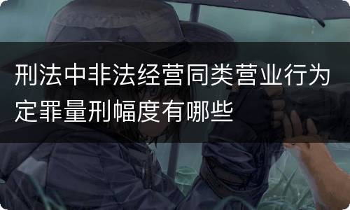 刑法中非法经营同类营业行为定罪量刑幅度有哪些