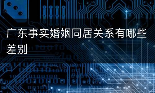 广东事实婚姻同居关系有哪些差别