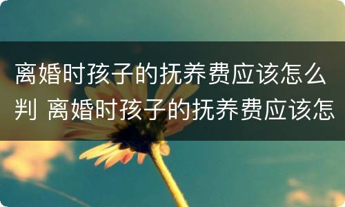 离婚时孩子的抚养费应该怎么判 离婚时孩子的抚养费应该怎么判定