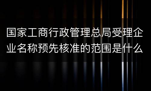 国家工商行政管理总局受理企业名称预先核准的范围是什么