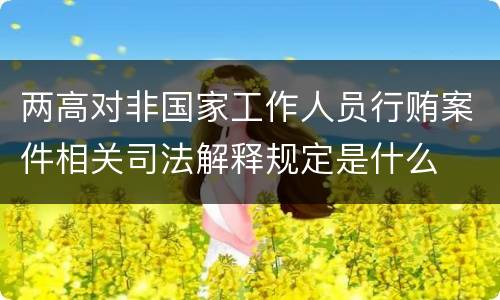 两高对非国家工作人员行贿案件相关司法解释规定是什么