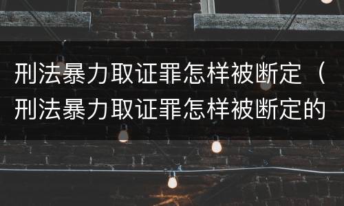 刑法暴力取证罪怎样被断定（刑法暴力取证罪怎样被断定的）