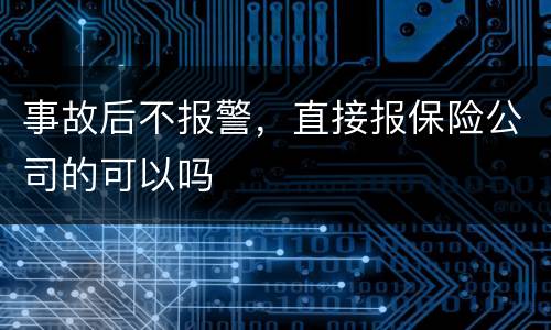 事故后不报警，直接报保险公司的可以吗