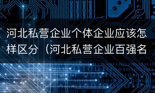 河北私营企业个体企业应该怎样区分（河北私营企业百强名单）