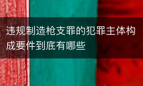 违规制造枪支罪的犯罪主体构成要件到底有哪些