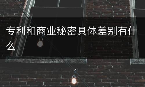 专利和商业秘密具体差别有什么