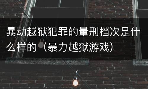 暴动越狱犯罪的量刑档次是什么样的（暴力越狱游戏）