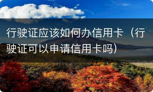 行驶证应该如何办信用卡（行驶证可以申请信用卡吗）