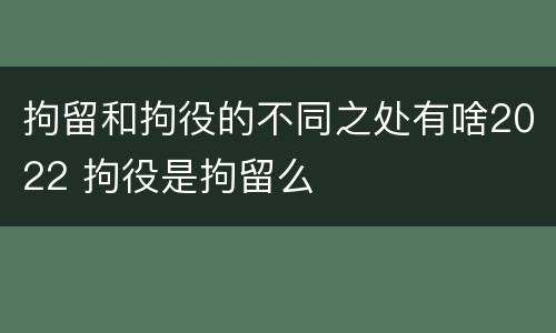 拘留和拘役的不同之处有啥2022 拘役是拘留么