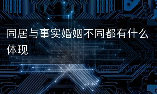 同居与事实婚姻不同都有什么体现