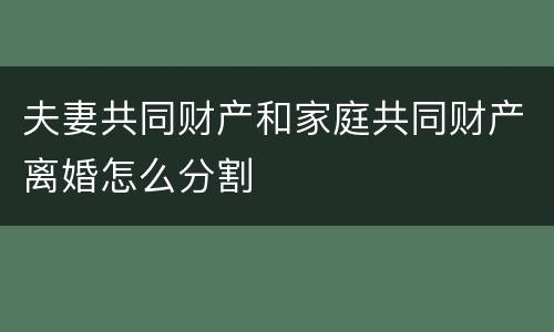 夫妻共同财产和家庭共同财产离婚怎么分割