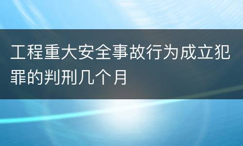 工程重大安全事故行为成立犯罪的判刑几个月