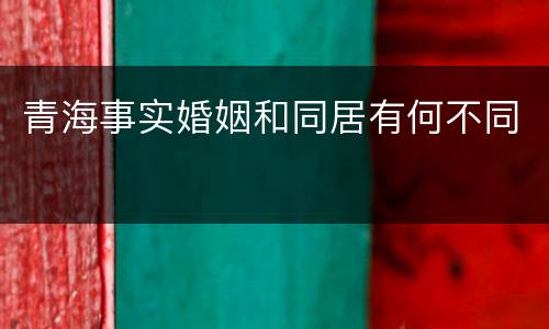 青海事实婚姻和同居有何不同