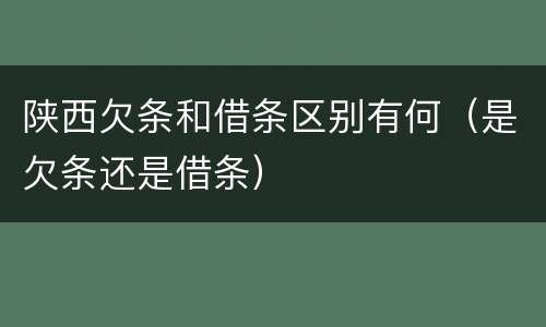 陕西欠条和借条区别有何（是欠条还是借条）