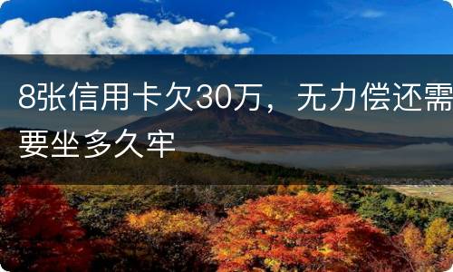 8张信用卡欠30万，无力偿还需要坐多久牢